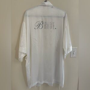Victoria’s Secret BRIDE Satin Kimono Robe White Rhinestone Wedding Getting Ready